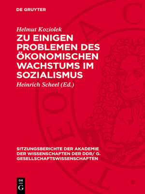 cover image of Zu einigen Problemen des ökonomischen Wachstums im Sozialismus